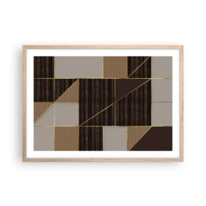 Plakat w ramie jasny dąb - Mozaika brązów i złota - 70x50 cm