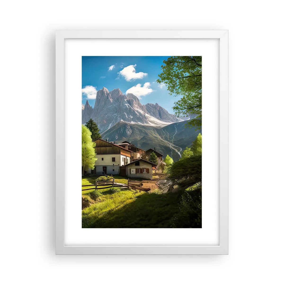 Plakat w białej ramie - Alpejska sielanka - 30x40 cm