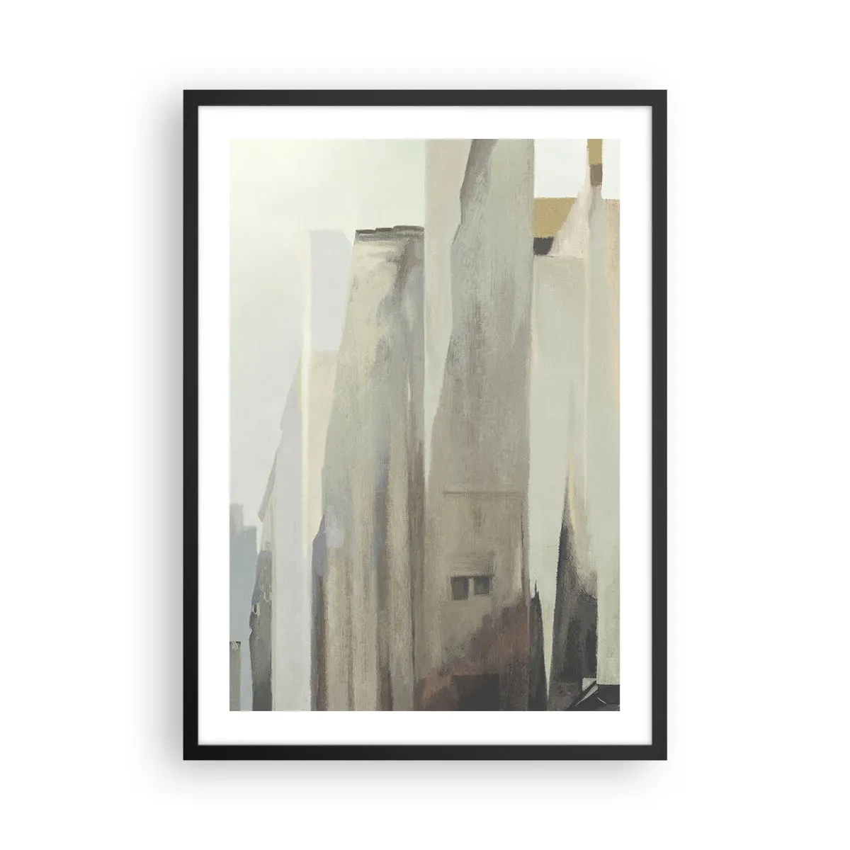 Plakat w czarnej ramie - Abstrakcyjna architektura w stonowanych barwach - 50x70cm - Sen o mieście - Nowoczesna dekoracja ścienna do salonu i sypialni ARTTOR