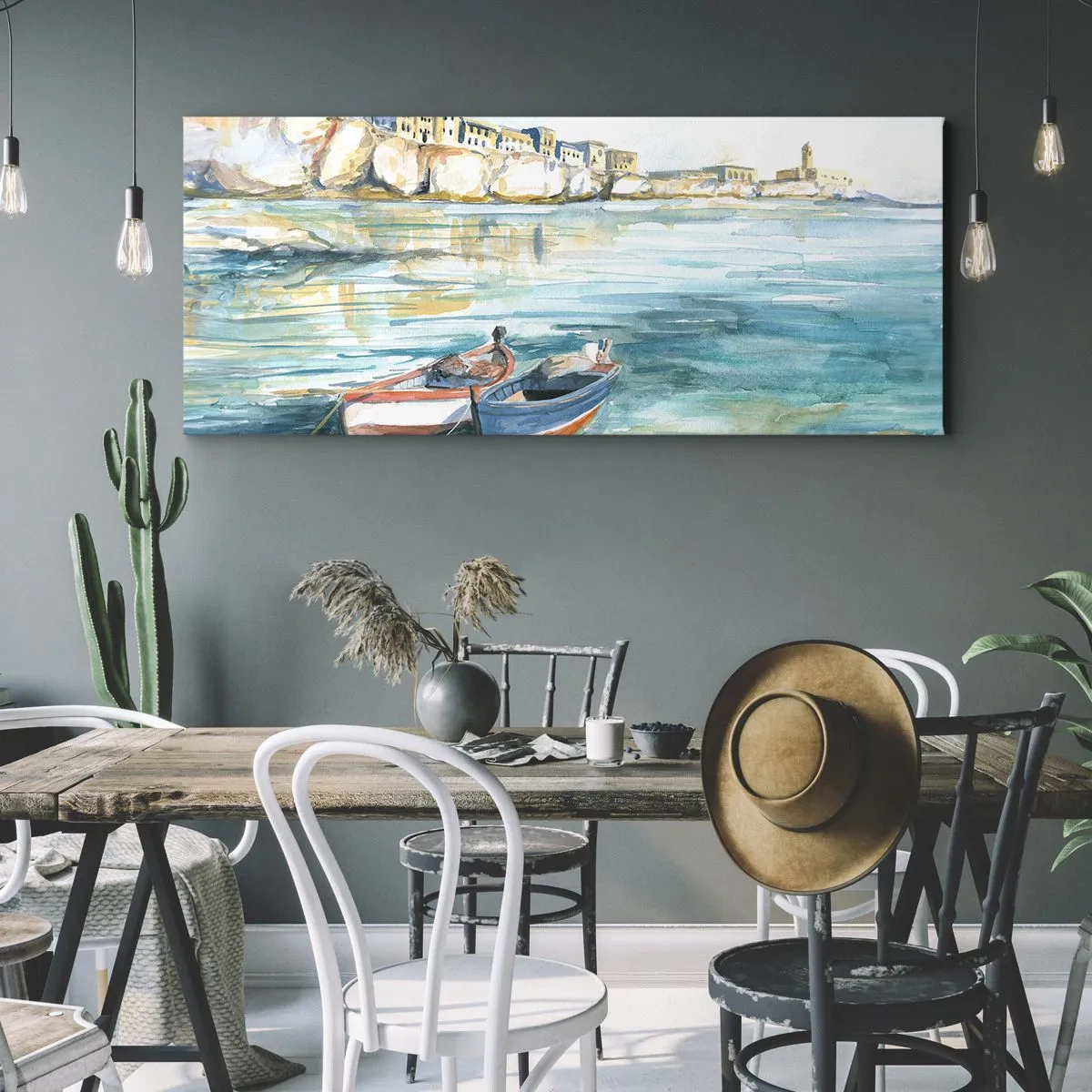 Obraz na płótnie - Pejzaż w lazurze - 100x40 cm