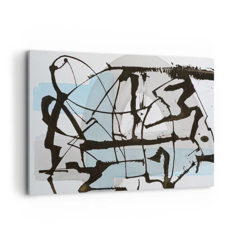 Obraz na płótnie - Abstrakcyjne linie i kształty w błękicie i czerni - 120x80cm - Mimo wszystko błękitny - Nowoczesna dekoracja ścienna do salonu, kuchni i sypialni ARTTOR