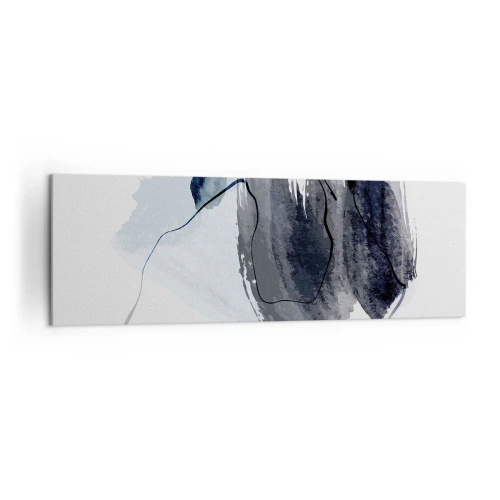 Obraz na płótnie - Abstrakcyjna kompozycja w odcieniach szarości i błękitu - 160x50cm - Intensywność i ruch - Nowoczesna dekoracja ścienna do salonu i sypialni ARTTOR
