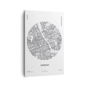 Obraz na płótnie - Mapa Warszawy w minimalistycznym stylu - 80x120cm - Anatomia Warszawy - Nowoczesna dekoracja ścienna do salonu i sypialni ARTTOR