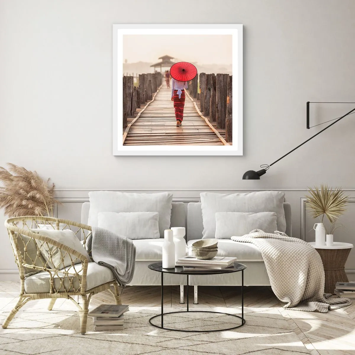 Plakat w białej ramie - Na starym moście - 30x30 cm