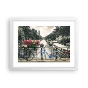 Plakat w białej ramie - Kolory amsterdamskiej ulicy - 40x30 cm