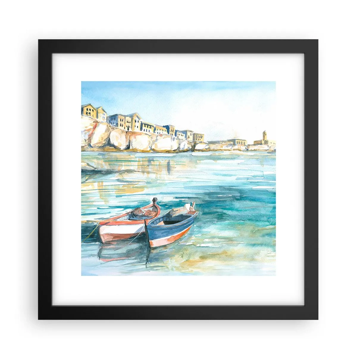 Plakat w czarnej ramie - Pejzaż w lazurze - 30x30 cm