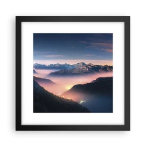 Plakat w czarnej ramie - Światło w dolinach - 30x30 cm