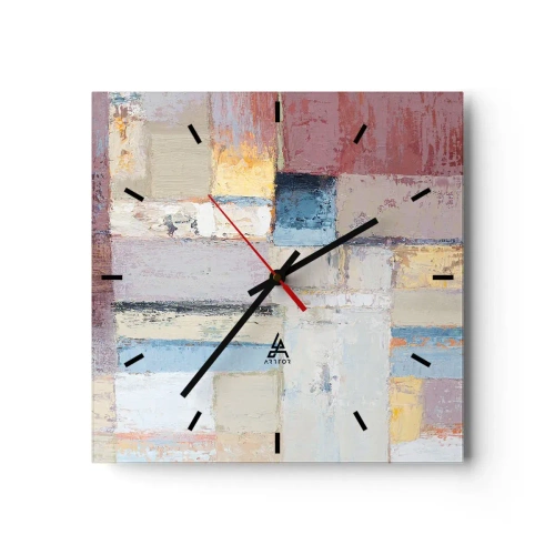 Zegar ścienny - Geometryczna kompozycja w pastelowych barwach - 30x30cm - Spokój geometrii - Nowoczesna dekoracja ścienna do salonu i sypialni ARTTOR