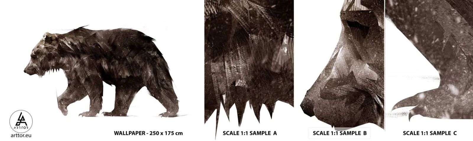 Fototapeta Próbka Samoprzylepna Deluxe Sticker - Zawsze noszę prawdziwe futro! - Zwierzęta, Niedźwiedź, Abstrakcja - 100x30 cm