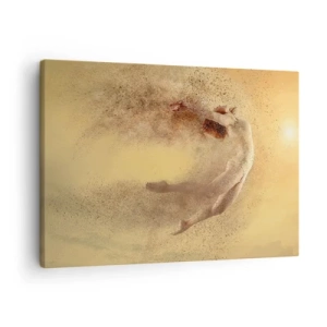 Obraz na płótnie - Postać w dynamicznym ruchu z efektem rozpadu - 70x50cm - W tanecznym uniesieniu - Nowoczesna dekoracja ścienna do salonu i sypialni ARTTOR