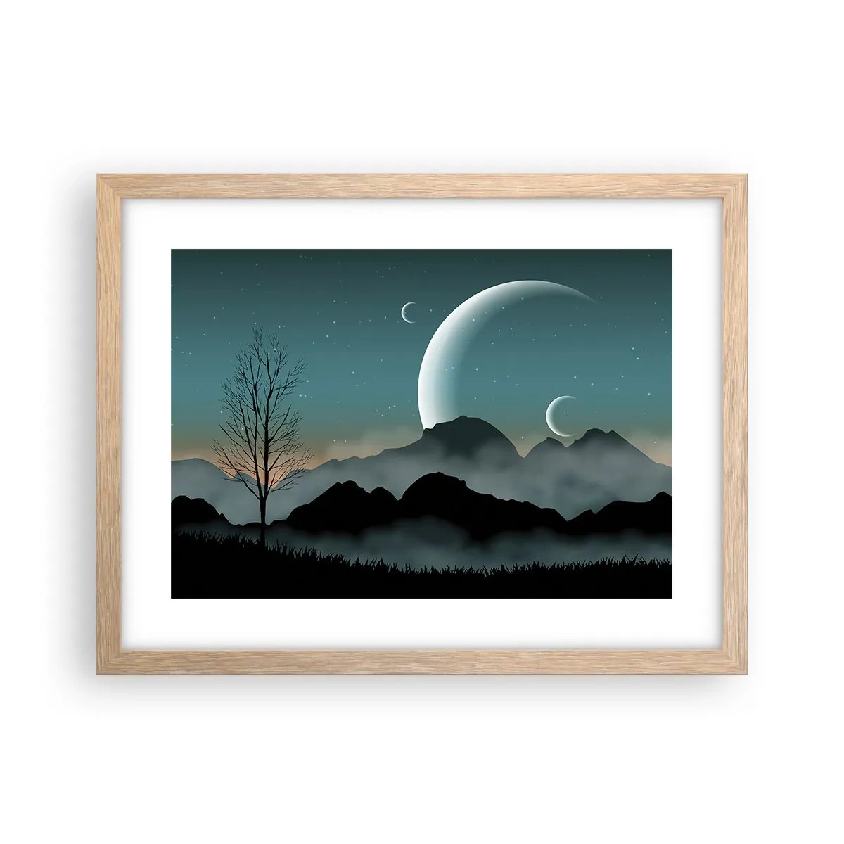 Plakat w ramie jasny dąb - Karnawał gwiaździstej nocy - 40x30 cm