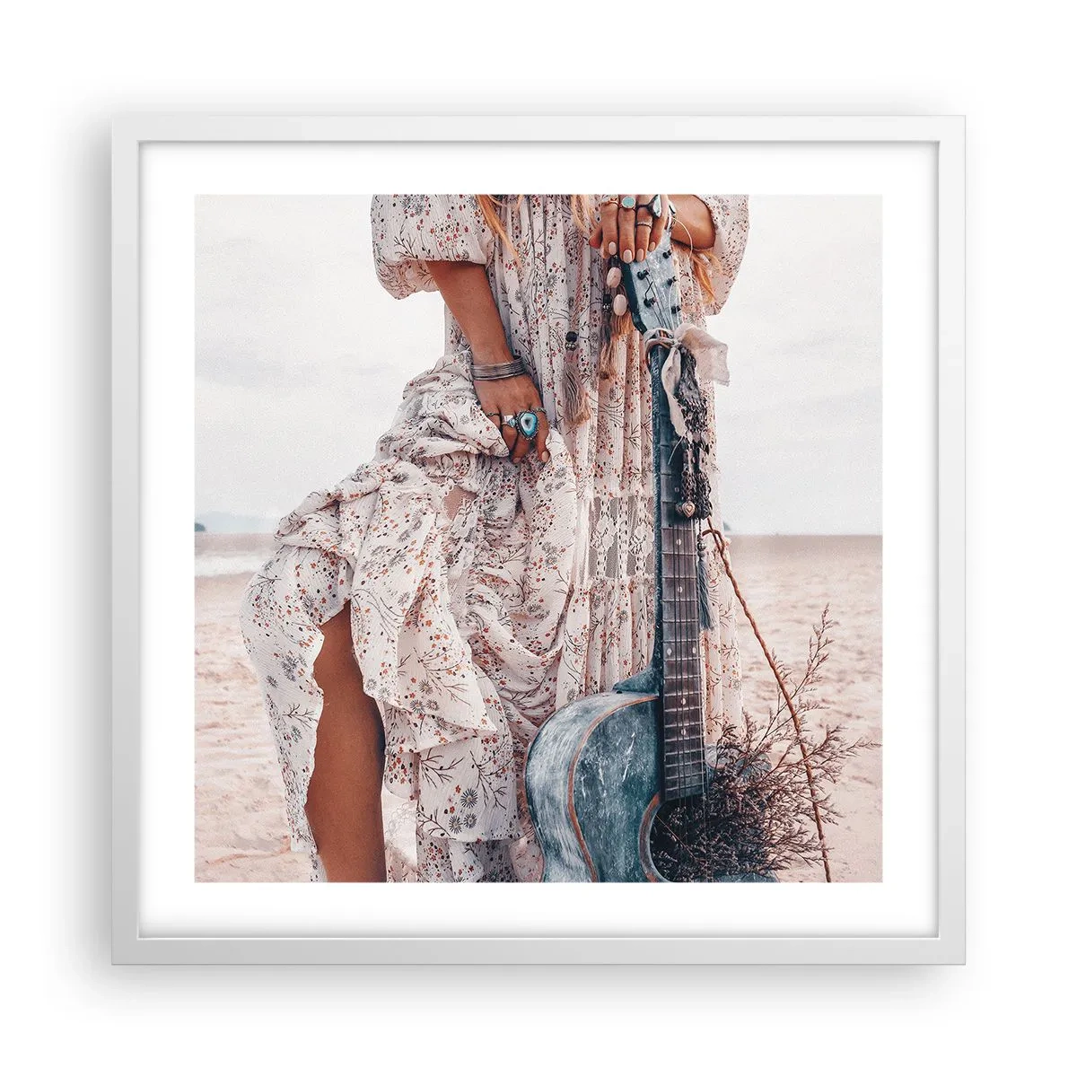 Plakat w białej ramie - Dzieci kwiaty w drodze - 50x50 cm