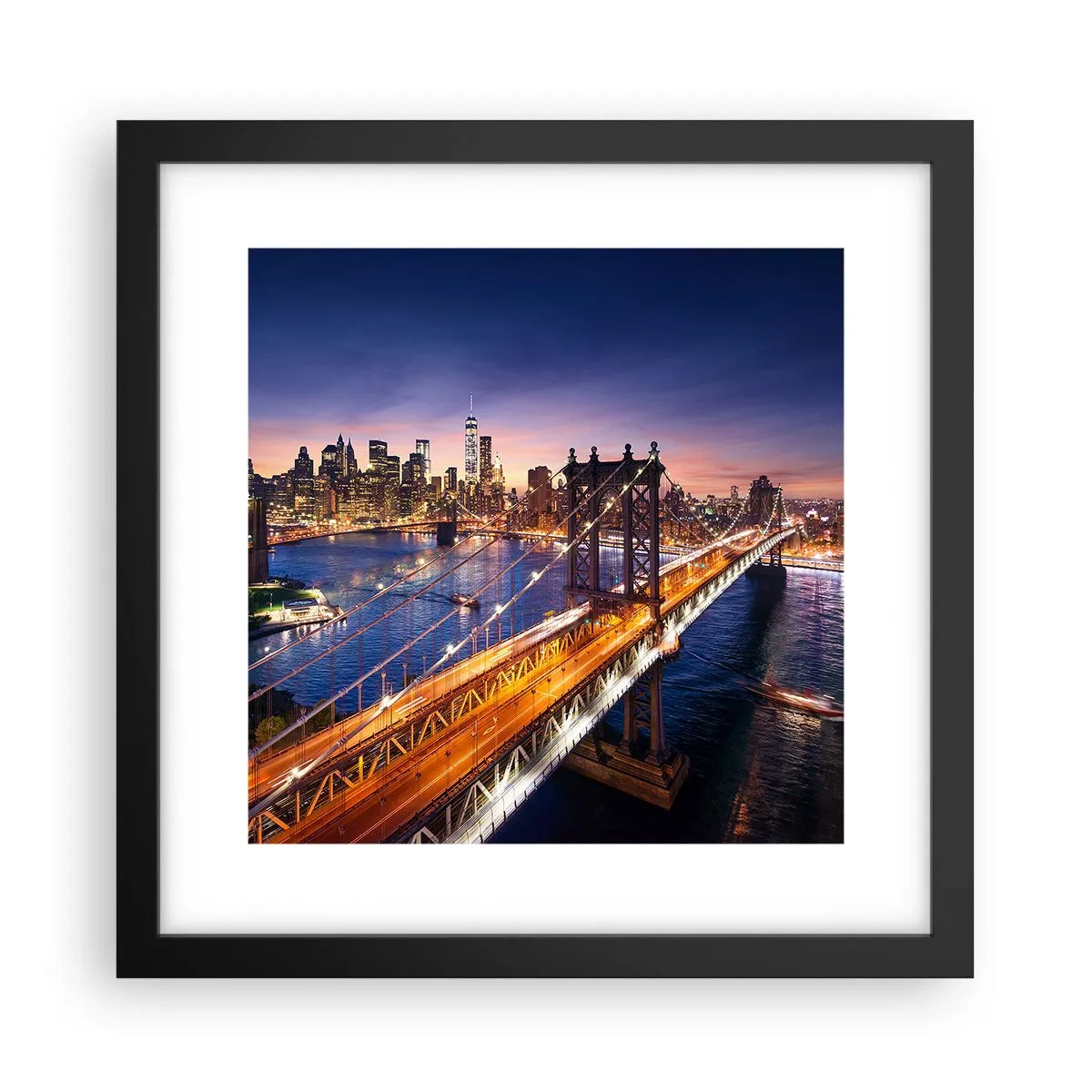 Plakat w czarnej ramie - Świetlistym mostem do serca miasta - 30x30 cm