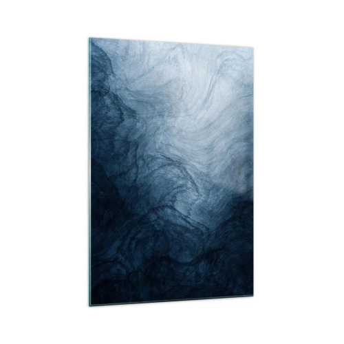 Obraz na szkle - Abstrakcyjna kompozycja w odcieniach błękitu i granatu - 70x100cm - W głąb sięgnąć - Nowoczesna dekoracja ścienna do salonu i sypialni ARTTOR