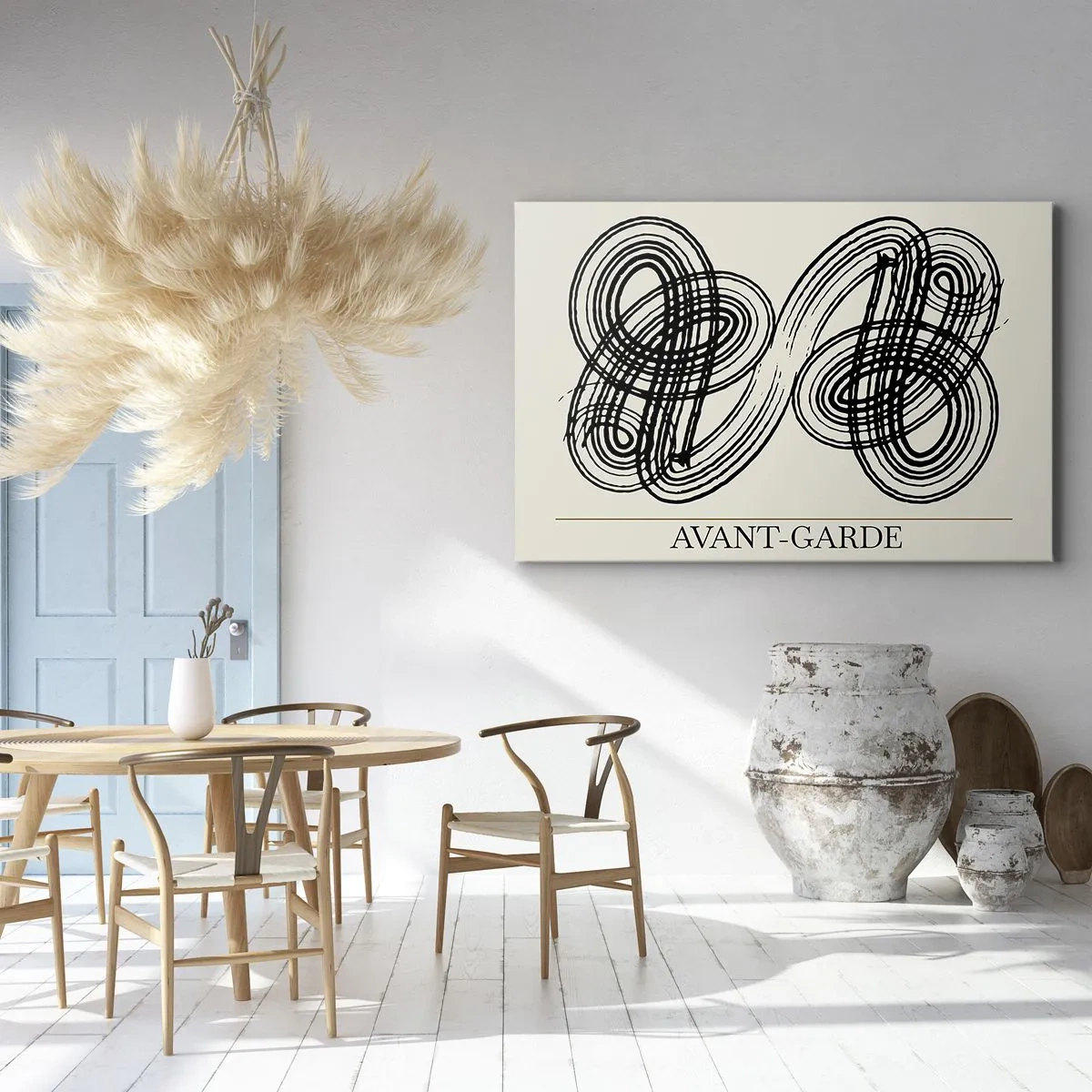Obraz na płótnie - Abstrakcyjne, czarne linie na jasnym tle w stylu awangardowym - 70x50cm - Wyszło spontanicznie - Nowoczesna dekoracja ścienna do salonu i sypialni ARTTOR