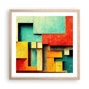 Plakat w ramie jasny dąb - Festiwal kątów prostych - 50x50 cm