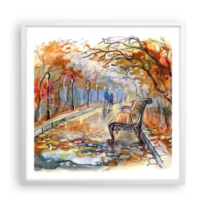 Plakat w białej ramie - Razem powędrować w jesień - 60x60 cm
