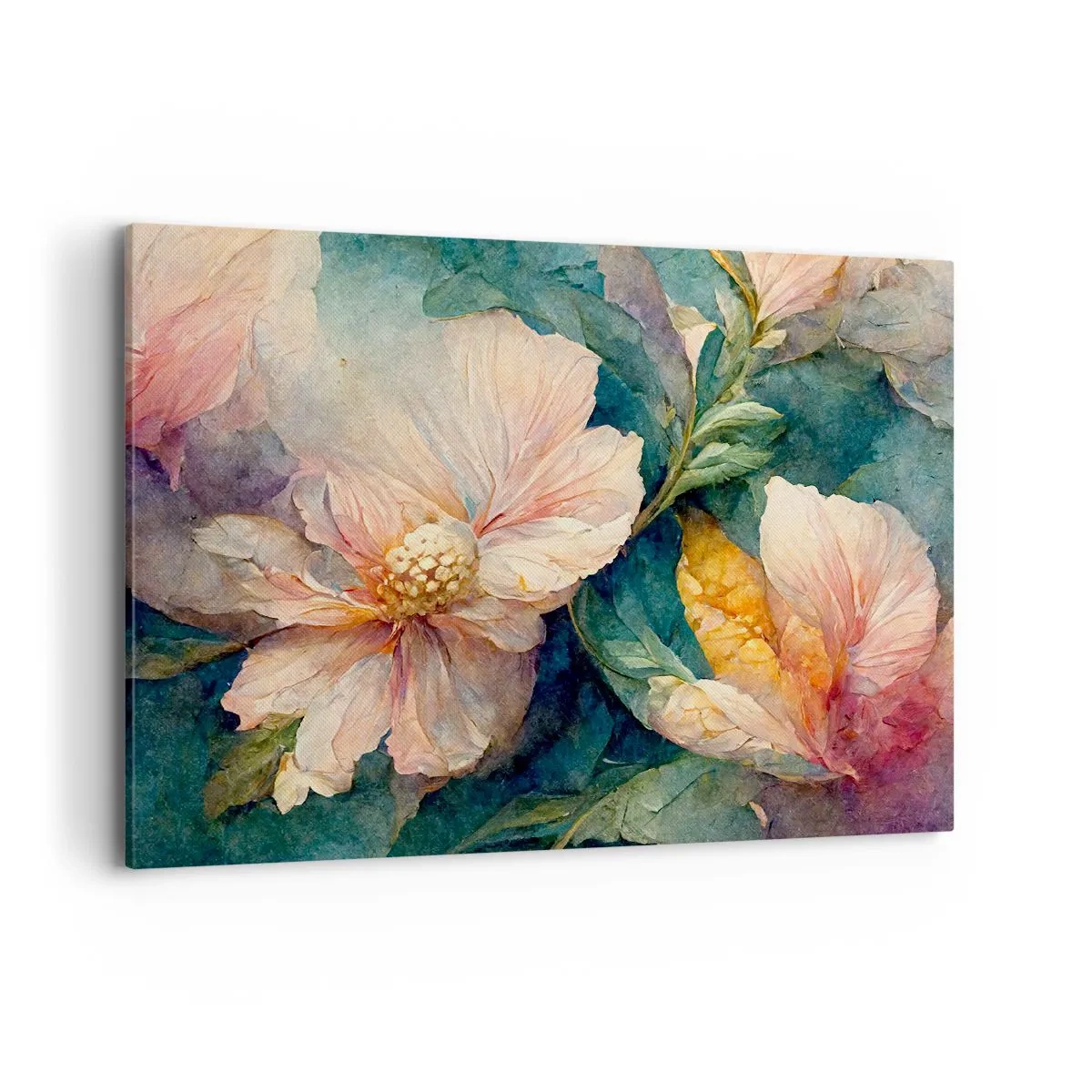 Obraz na płótnie - Delikatne kwiaty w pastelowych barwach - 100x70cm - Sama subtelność - Nowoczesna dekoracja ścienna do salonu, kuchni i sypialni ARTTOR