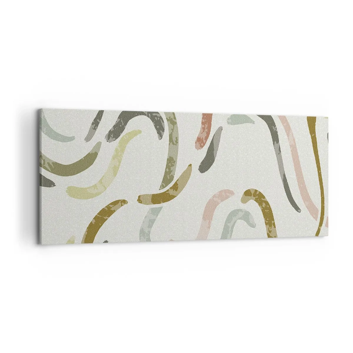 Obraz na płótnie - Abstrakcyjne łuki w pastelowej kolorystyce - 120x50cm - Radosny taniec abstrakcji - Nowoczesna dekoracja ścienna do salonu i sypialni ARTTOR