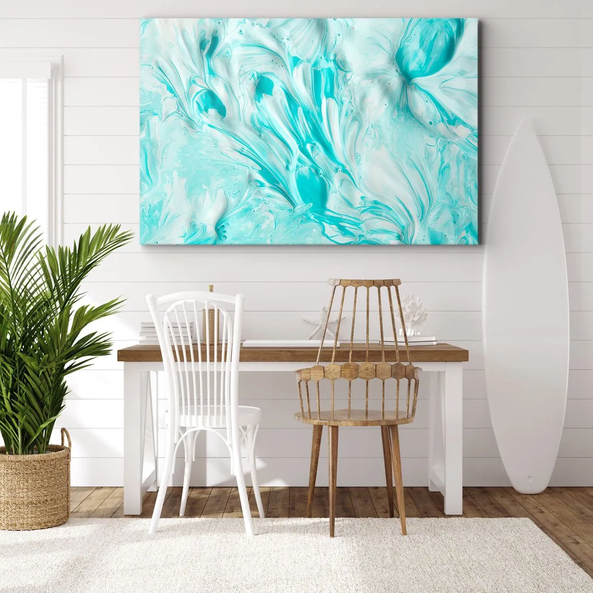 Obraz na płótnie - Abstrakcyjny motyw w pastelowych odcieniach błękitu i bieli - 120x80cm - Na zawsze razem - Nowoczesna dekoracja ścienna do salonu, kuchni i sypialni ARTTOR