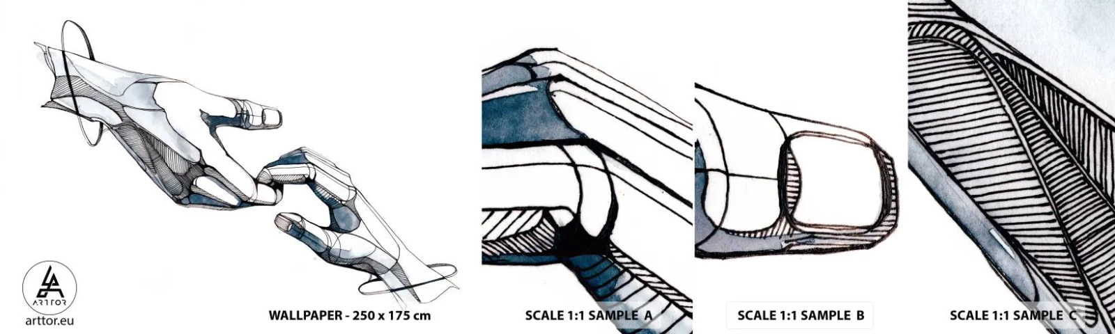 Fototapeta Próbka Samoprzylepna Deluxe Sticker - Dobry gest - Abstrakcja, Dłonie, Grafika - 100x30 cm