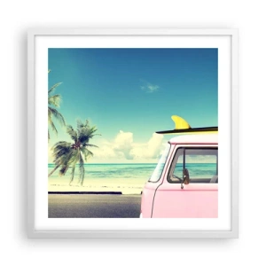 Plakat w białej ramie - Wakacje czas zacząć - 50x50 cm