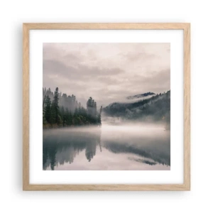 Plakat w ramie jasny dąb - W zadumie, we mgle - 40x40 cm