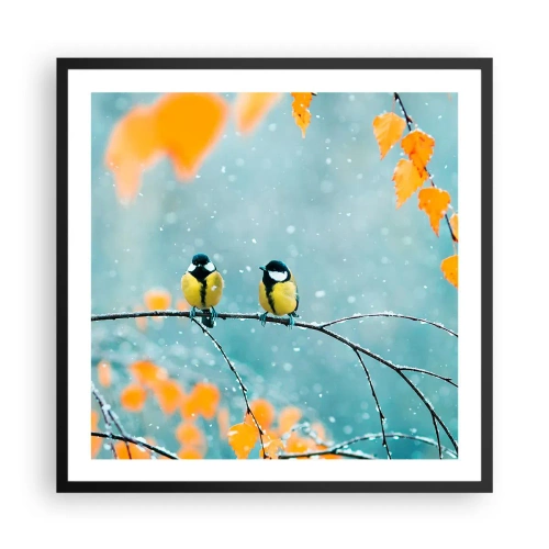Plakat w czarnej ramie - Ptasie plotki - 60x60 cm