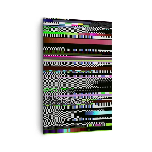 Obraz na płótnie - Kolorowe linie i piksele w abstrakcyjnym stylu - 80x120cm - Obraz konrolny rzeczywistości - Nowoczesna dekoracja ścienna do salonu i sypialni ARTTOR