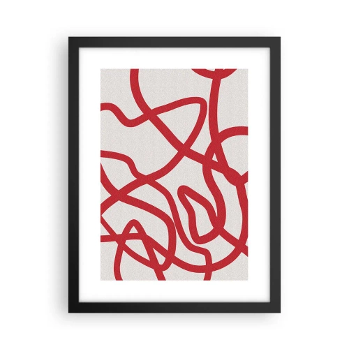 Plakat w czarnej ramie - Czerwono na białym - 30x40 cm