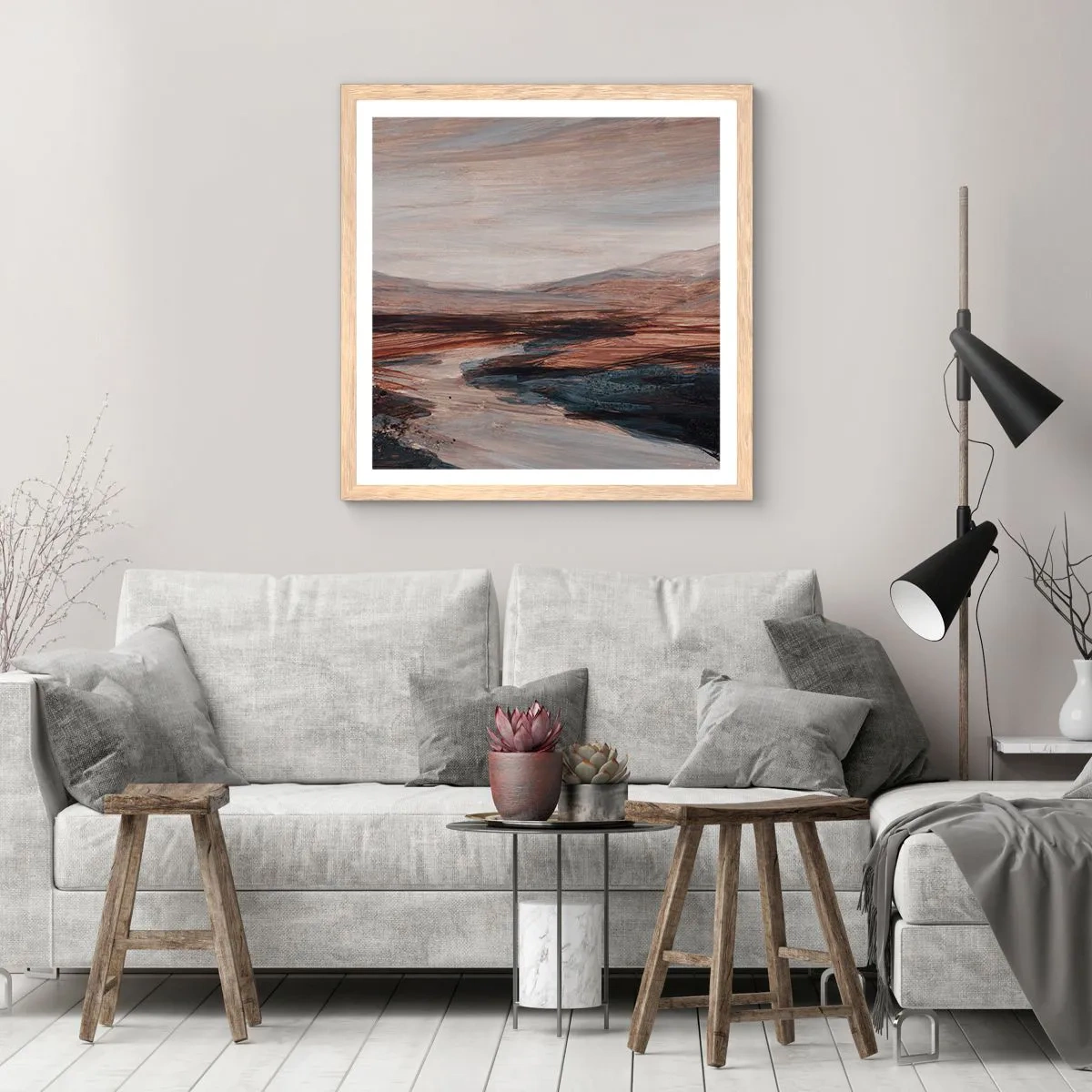 Plakat w ramie jasny dąb - Spokojna dolina - 30x30 cm
