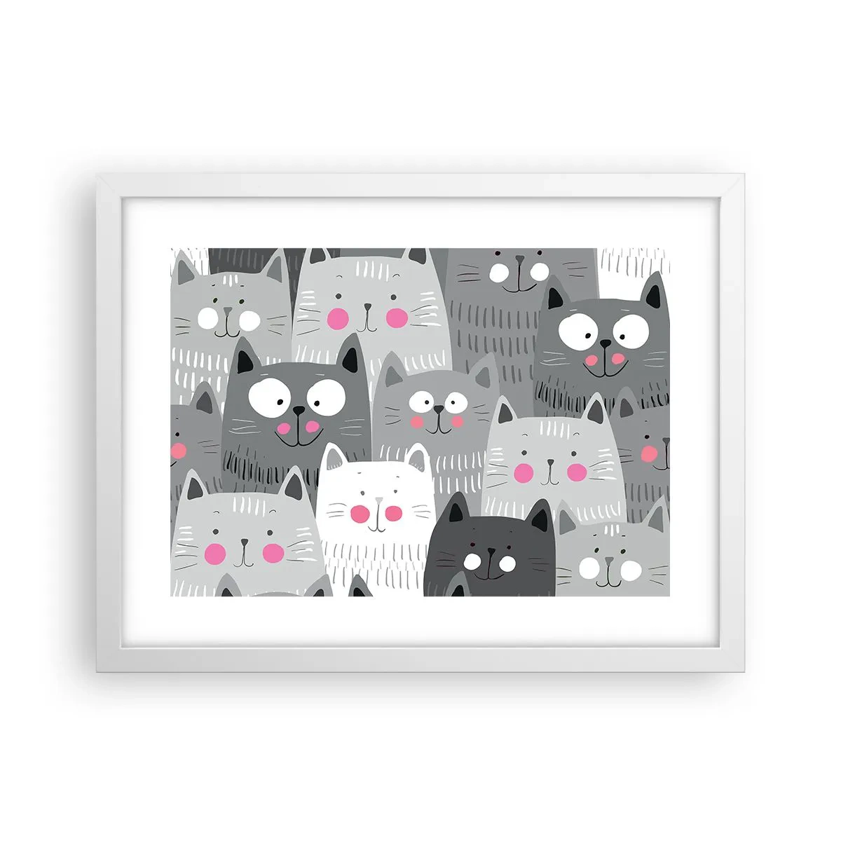 Plakat w białej ramie - Koci świat - 40x30 cm