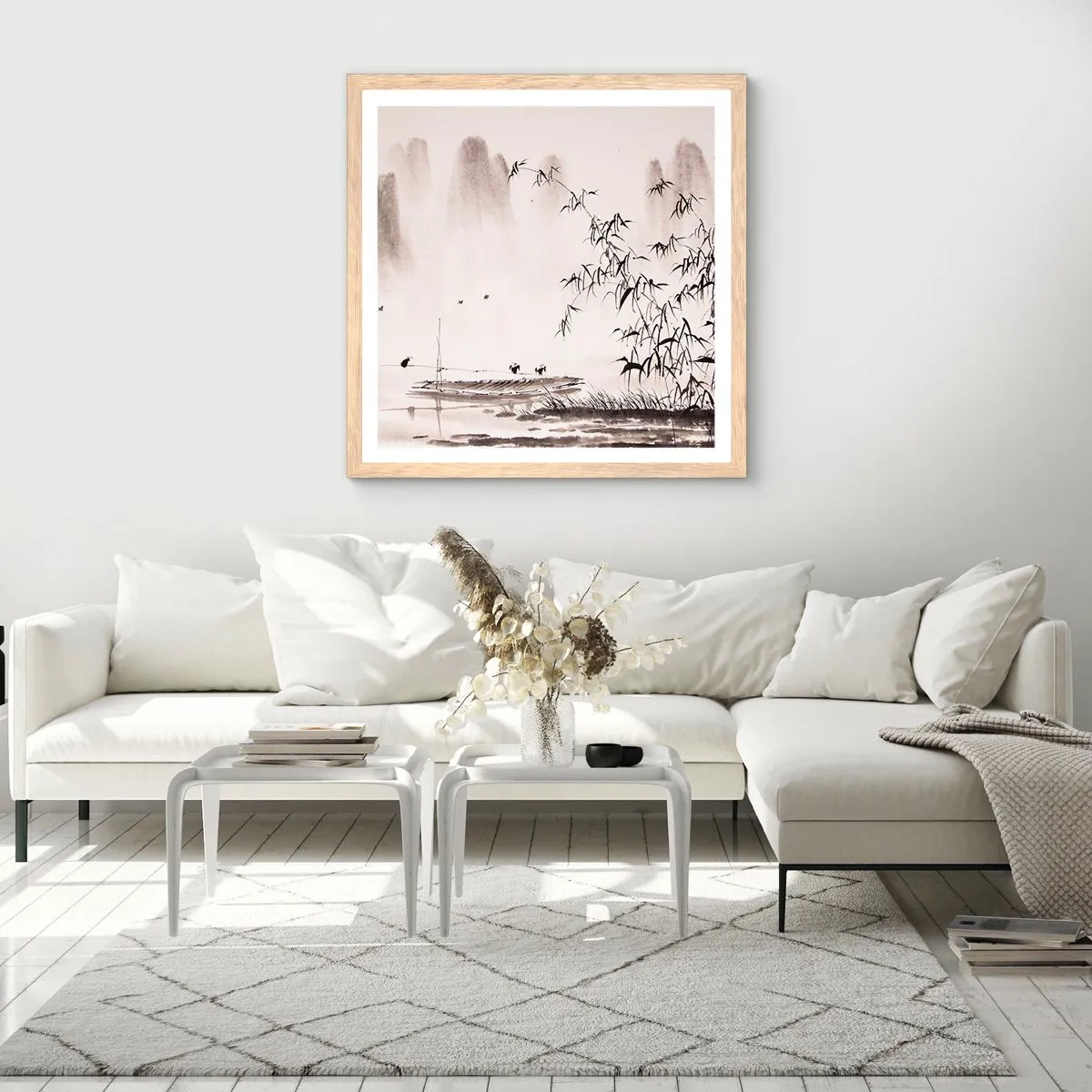 Plakat w ramie jasny dąb - Cisza ryżowych pól - 30x30 cm