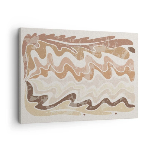Obraz na płótnie - Falujące abstrakcyjne linie w beżowych odcieniach - 70x50cm - Dobra energia – dobre emocje - Nowoczesna dekoracja ścienna do salonu i sypialni ARTTOR