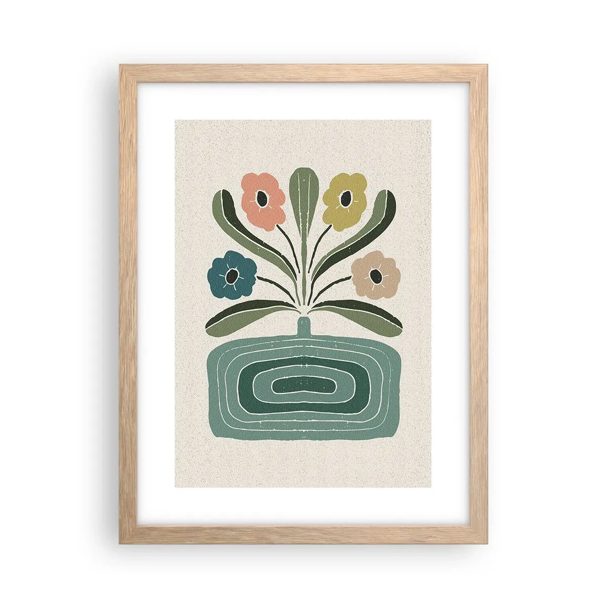 Plakat w ramie jasny dąb - Bukiet symetryczny - 30x40 cm