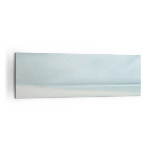 Obraz na płótnie - Minimalistyczny pejzaż w delikatnych odcieniach błękitu - 160x50cm - Spokój aż po horyzont - Nowoczesna dekoracja ścienna do salonu i sypialni ARTTOR