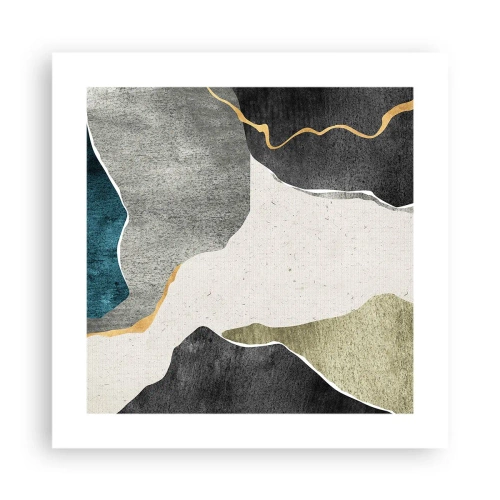 Plakat - Mozaikowa kompozycja z nitką złota - 40x40 cm