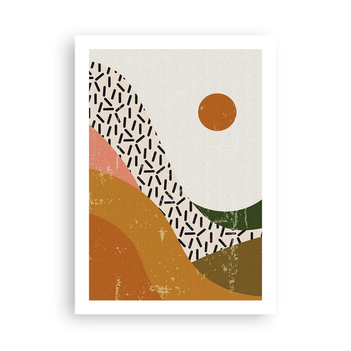 Plakat - Abstrakcyjny pejzaż w ciepłych barwach - 50x70cm - Abstrakcja słoneczna - Nowoczesna dekoracja ścienna do salonu, kuchni i sypialni ARTTOR