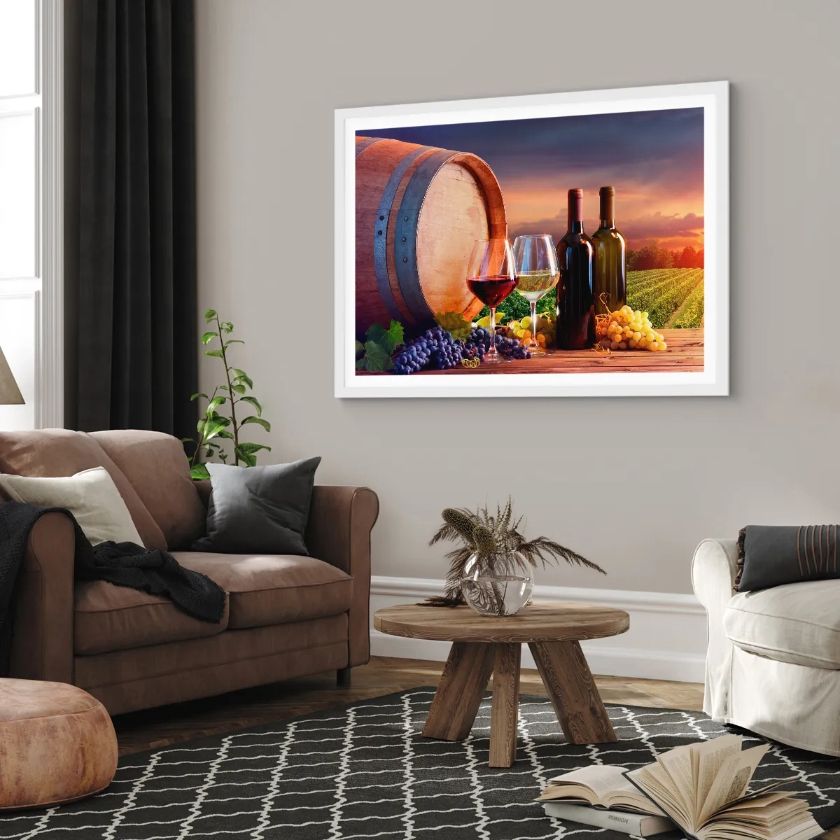 Plakat w białej ramie - Tu życie ma smak - 100x70 cm