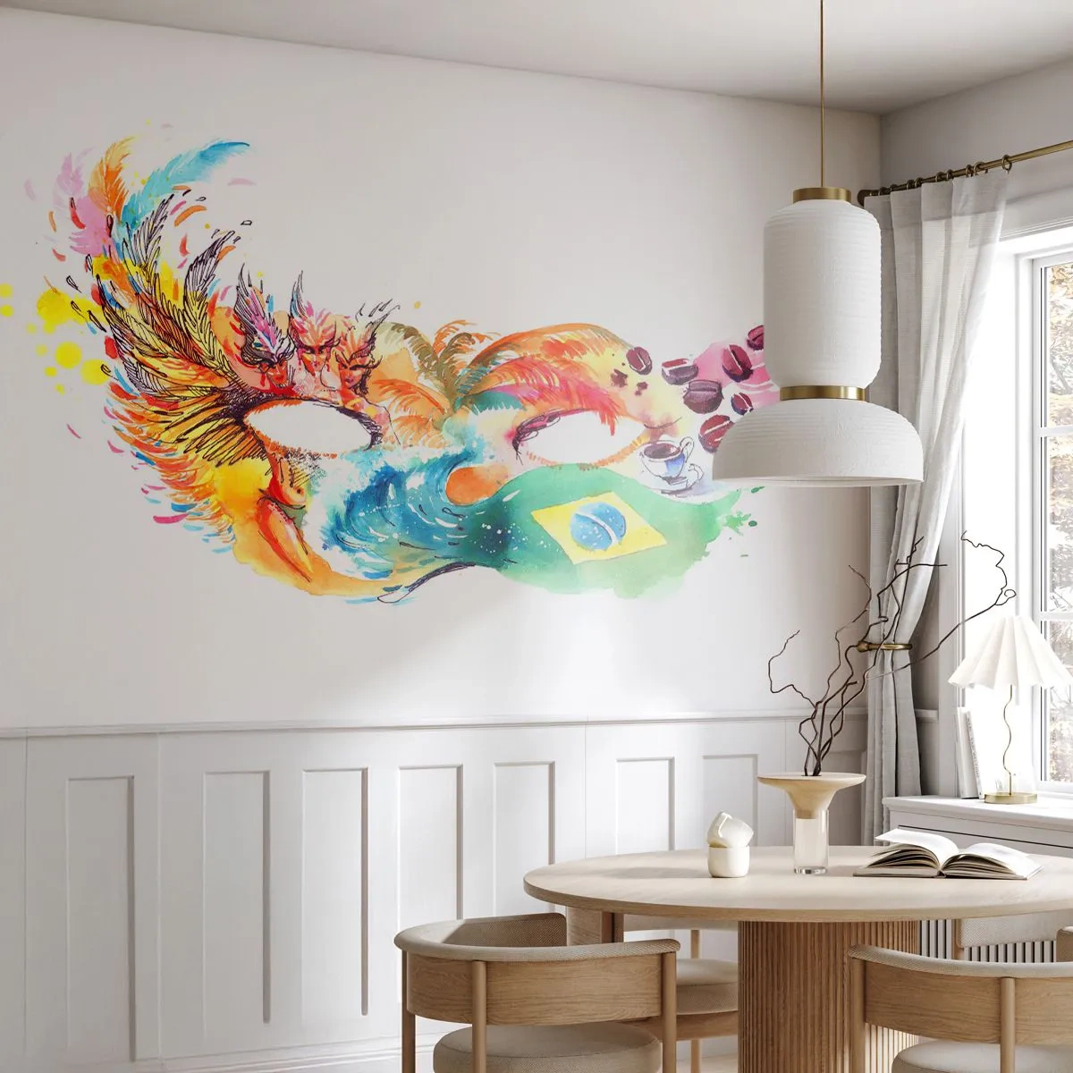 Fototapeta Standard Eco - Kolorowa maska inspirowana kulturą Brazylii - 100x70cm - Brazylia wita sambą - Nowoczesna dekoracja ścienna do salonu i sypialni ARTTOR