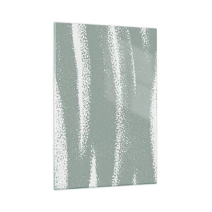 Obraz na szkle - Zimowe fale w odcieniach mięty i bieli - 70x100cm - Abstrakcja w zimowym klimacie - Nowoczesna dekoracja ścienna do salonu i sypialni ARTTOR