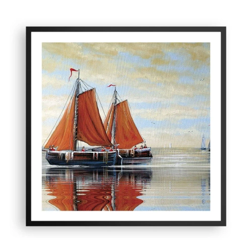 Plakat w czarnej ramie - Hej, żeglujże, żeglarzu… - 60x60 cm