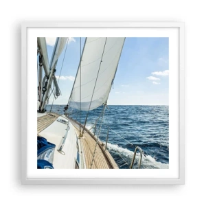 Plakat w białej ramie - Ahoj, przygodo - 50x50 cm