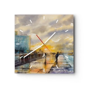 Zegar ścienny - Malowniczy widok promenady nadmorskiej o zachodzie słońca - 30x30cm - Życie na brzegu - Nowoczesna dekoracja ścienna do salonu i sypialni ARTTOR
