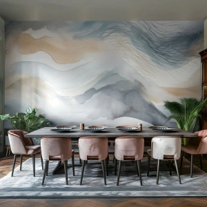Fototapeta Premium Sand - Akwarelowa abstrakcja w chłodnych barwach - 100x70cm - Abstrakcja śnieżna i mglista - Nowoczesna dekoracja ścienna do salonu, kuchni i sypialni ARTTOR
