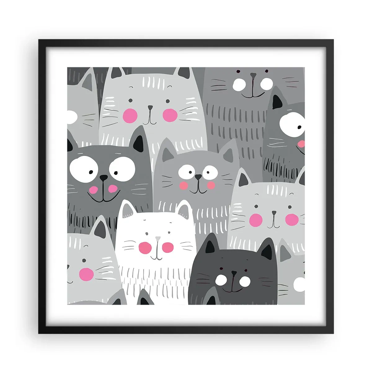 Plakat w czarnej ramie - Koci świat - 50x50 cm