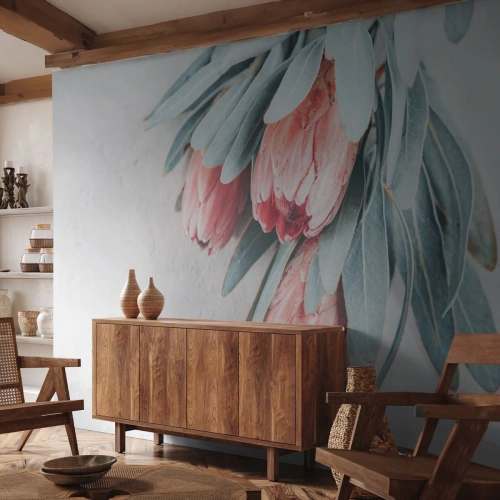 Fototapeta Premium Canvas - Zawstydzone własną urodą - Kwiat, Protea Królewska, Afryka - 250x175 cm