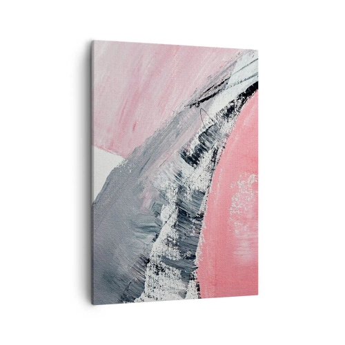 Obraz na płótnie - Abstrakcyjna kompozycja w odcieniach różu i szarości - 50x70cm - Kompozycja dopasowana - Nowoczesna dekoracja ścienna do salonu, kuchni i sypialni ARTTOR