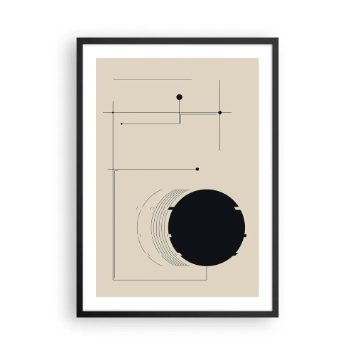 Plakat w czarnej ramie - Minimalistyczna kompozycja geometryczna na beżowym tle - 50x70cm - Sprężysta i dynamiczna kompozycja - Nowoczesna dekoracja ścienna do salonu i sypialni ARTTOR