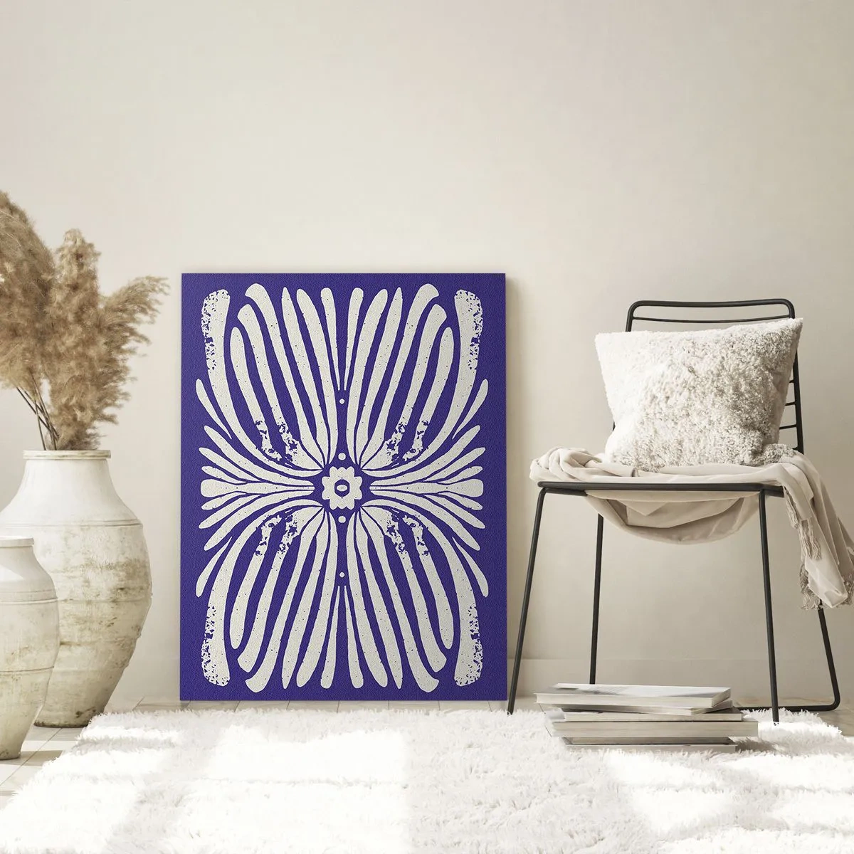 Obraz na szkle - Etniczny wzór w odcieniach fioletu i bieli - 80x120cm - Etniczne inspiracje - Nowoczesna dekoracja ścienna do salonu i sypialni ARTTOR